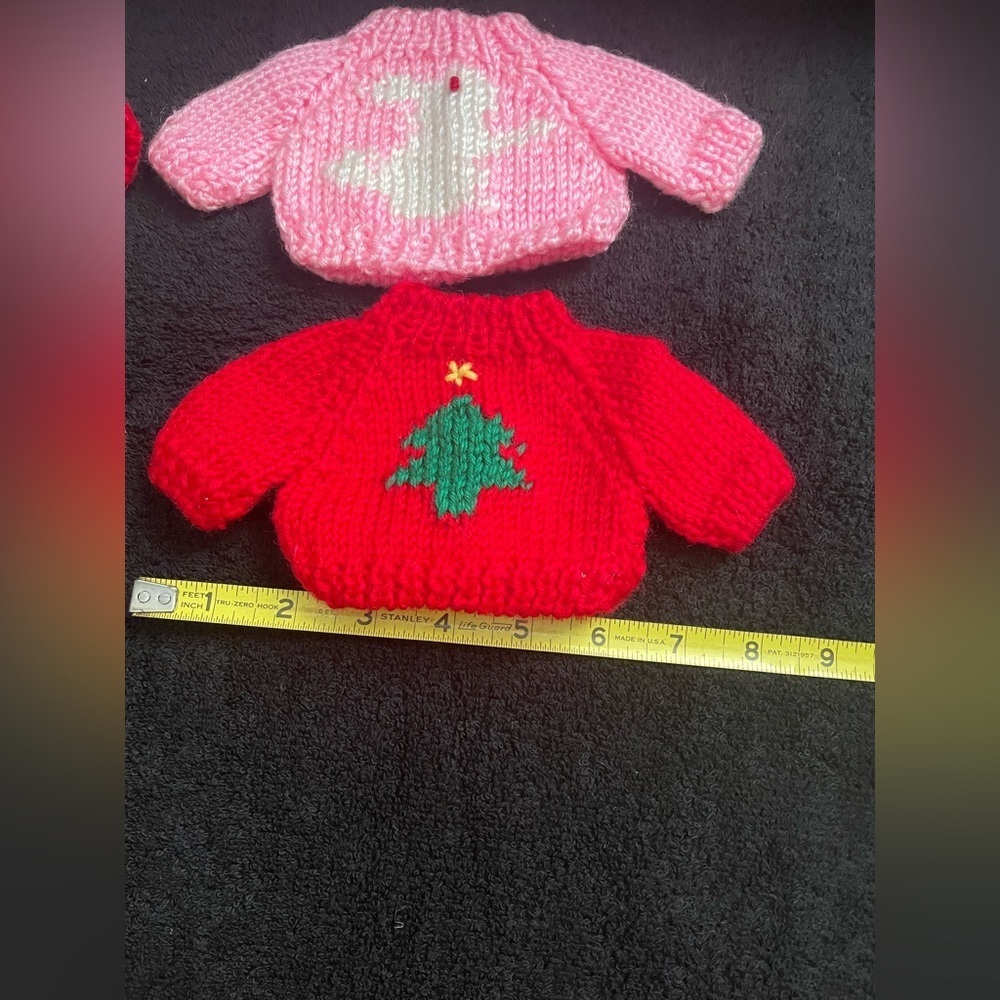 Set of Four Mini Festive Knit Sweaters for Dolls or stuffed bears - Picture 7 of 8